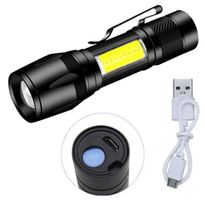 LED Taschenlampe COB Handlampe mit USB + Akku