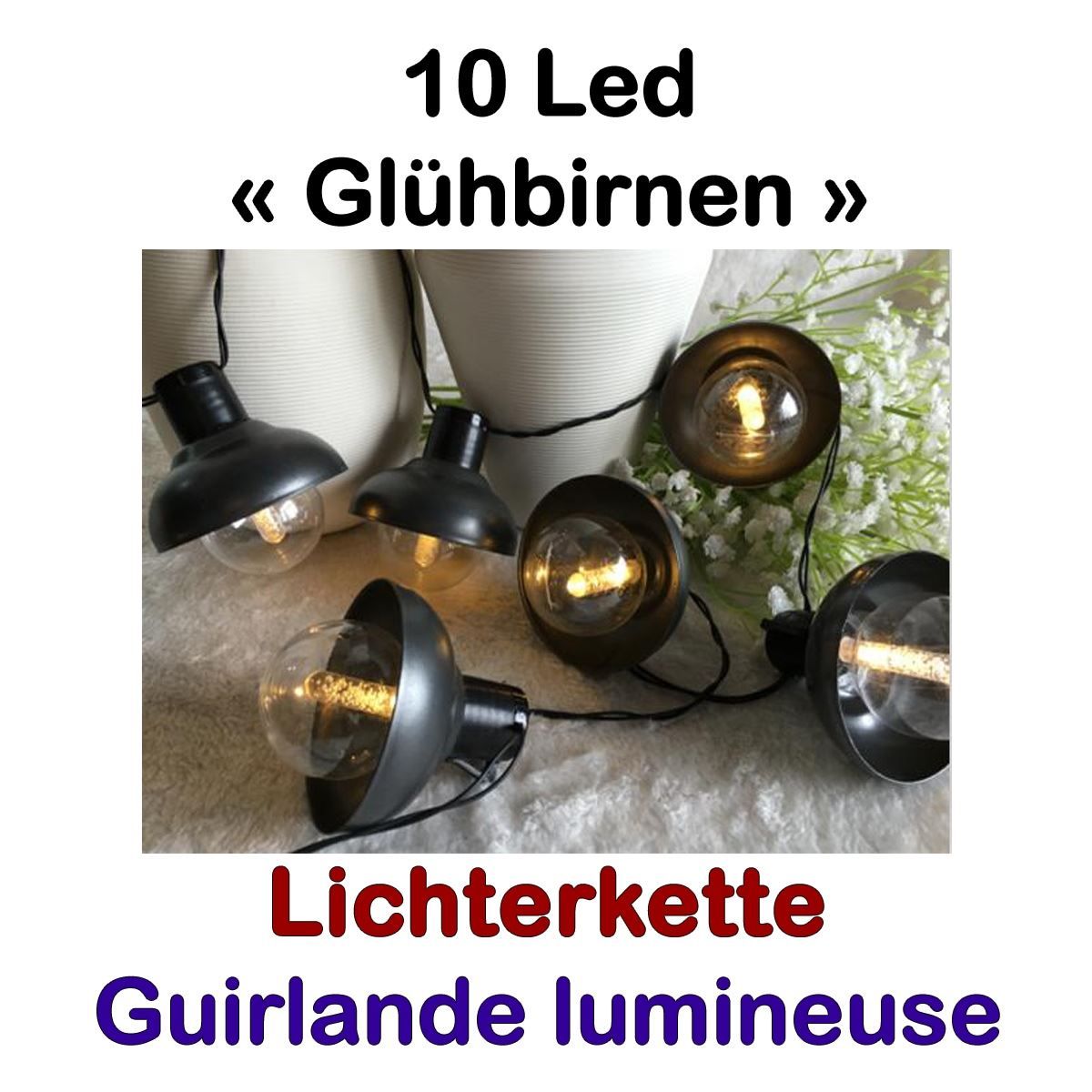 Ghirlande e barre luminose: Lichterkette 10 Led Birnen Lampenschirm – Nuovo e nell'imballaggio originale da Wettingen venduto da Swala