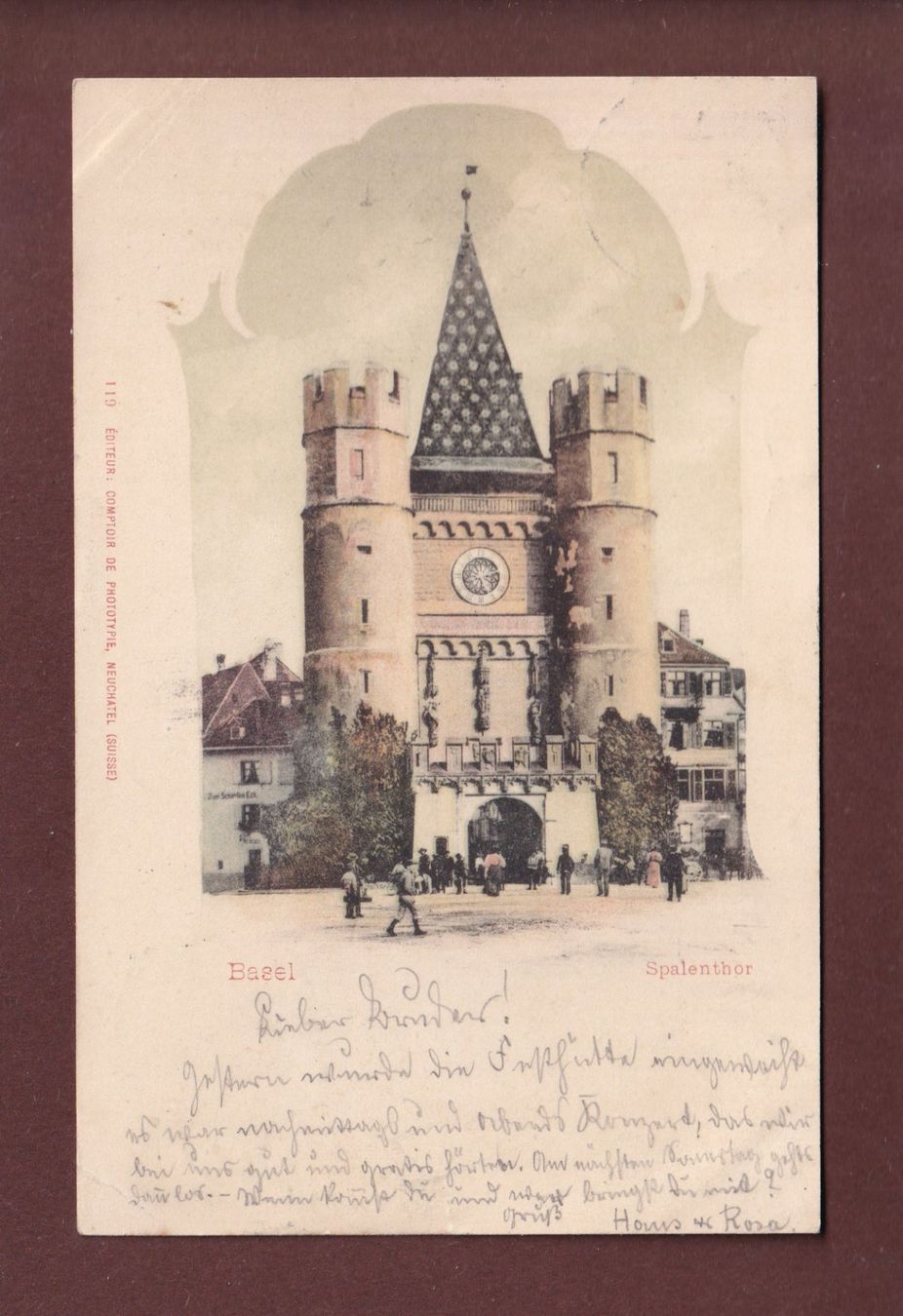 Cartoline postali: BASEL - Spalentor - 1899 CPN // Eckbug // – Usato da Pully venduto da nicecards