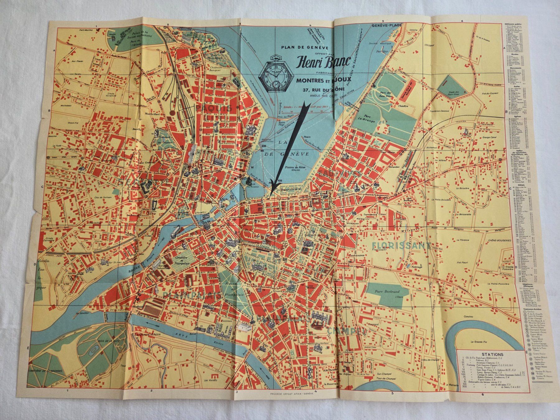 Landkarten & Atlanten: Historischer Stadtplan von Genf ca 1920 – Gebraucht aus Bettingen von Wedgetail-Eagle2 2