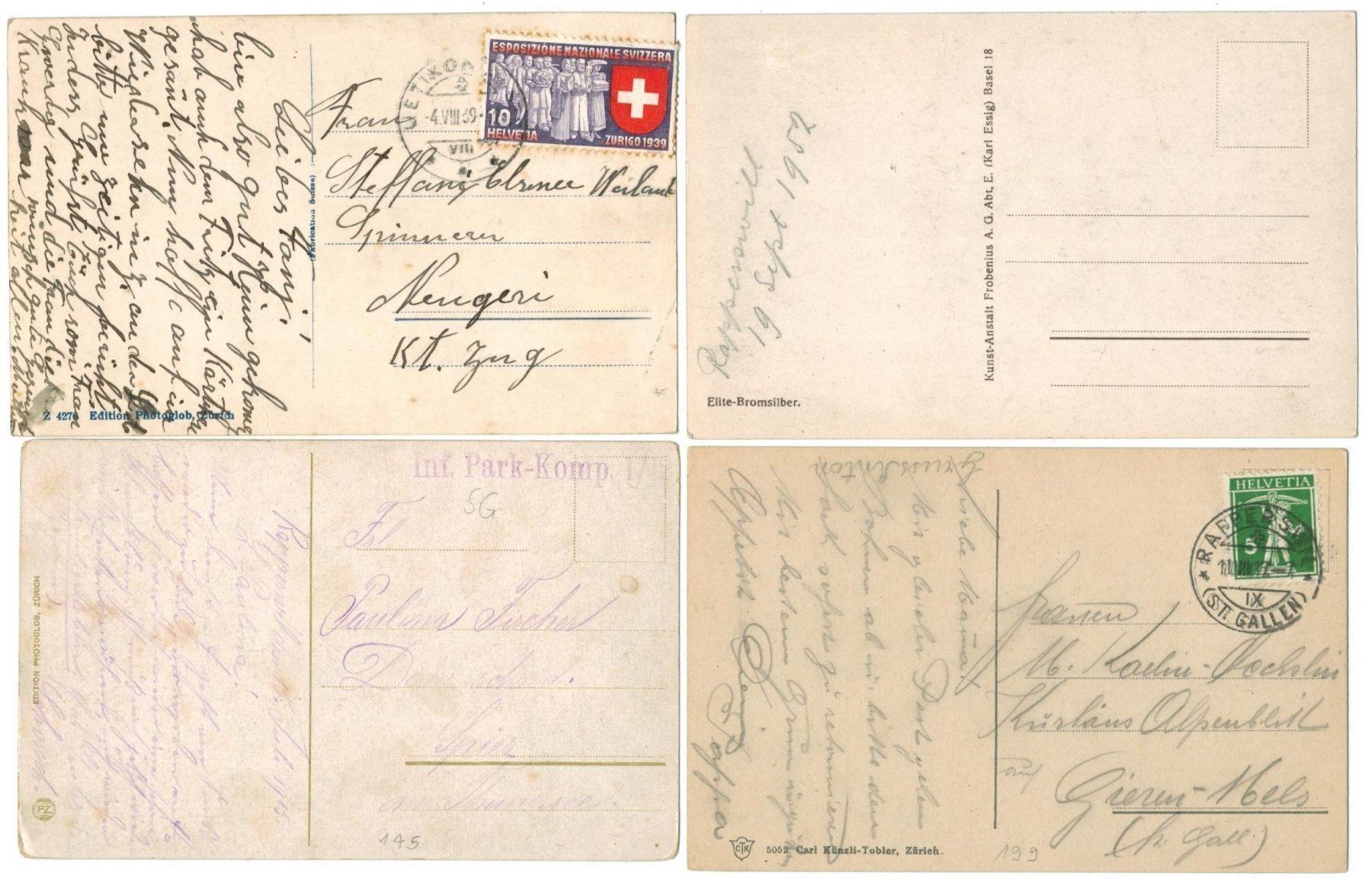 Cartoline postali: 4 AK Rapperswil SG – Usato da Zürich venduto da Tolima194 1