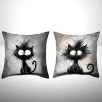 🐾 2er Set Kissenhüllen – Abstrakte Katzen-Kunst ✨
