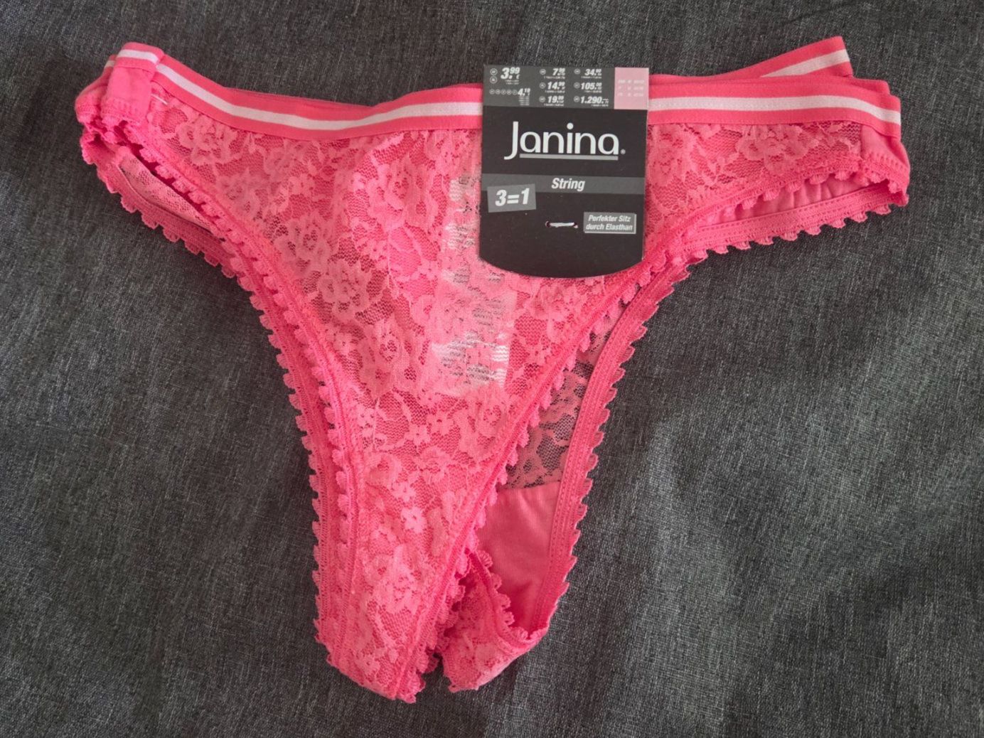 Sonstige Unterwäsche: Janina Spitzen-Strings 3er-Pack Pink Gr. 34/36 NEU, unget... – Neu und originalverpackt aus Abtwil AG von MaVo.0710