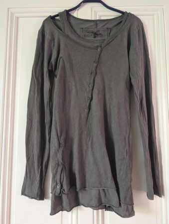RUNDHOLZ : Fin pull en trompe-l'œil gris foncé Lagenlook S