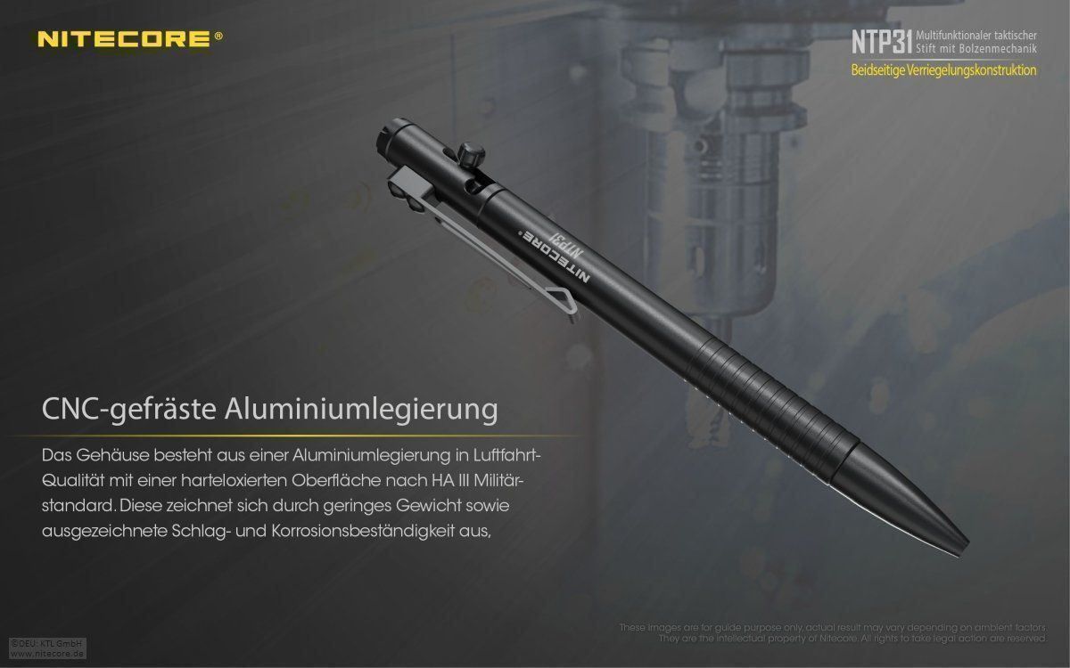 Penna & Evidenziatori: Tactical Pen NiteCore NTP31 aus Alu – Nuovo e nell'imballaggio originale da Grüningen venduto da Prolumin 2