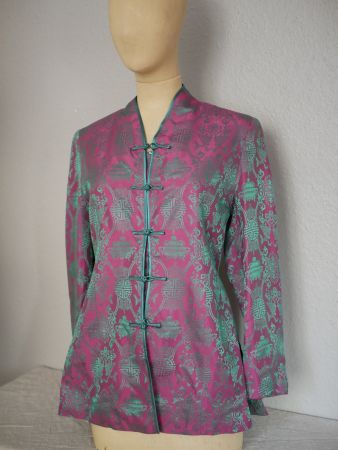 Veste chinoise véritable vintage, taille S, soie et rayonne