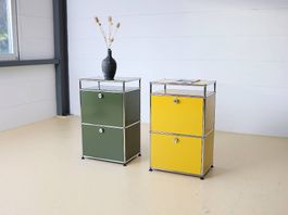 USM Haller Möbel, Sideboard in Olivgrün & Gelb