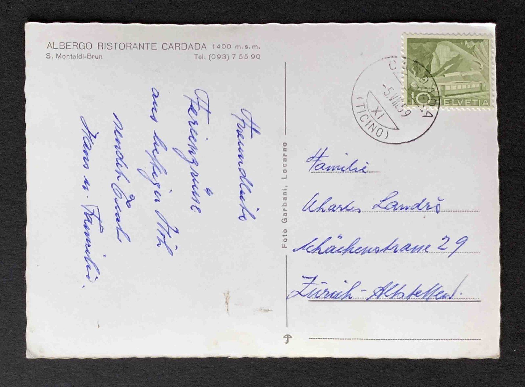 Cartoline postali: AK Albergo Ristorante Cardada – Usato da Goldau venduto da artelier1 1