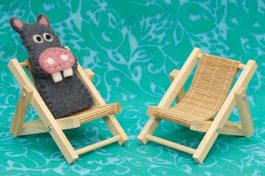 Miniatur Strandstuhl Liegestuhl Dekoration Set 2x