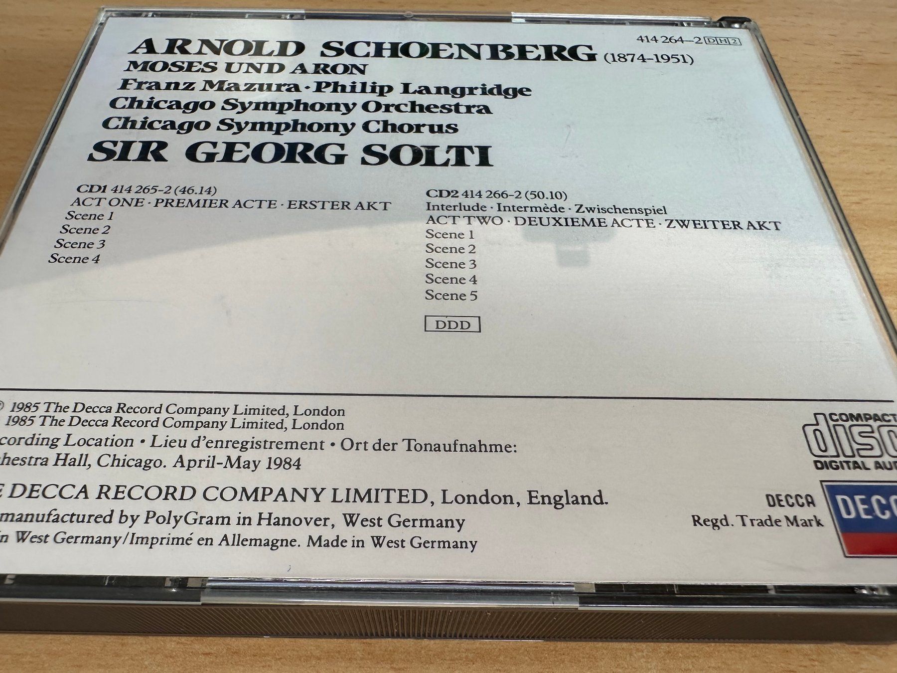 CD: Moses Und Aron - Sir Georg Solti - 2 CD – Usato da Rikon im Tösstal venduto da Alpenmutz 1