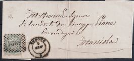 Italien 1863, 5c auf Faltumschlag ab Omegna