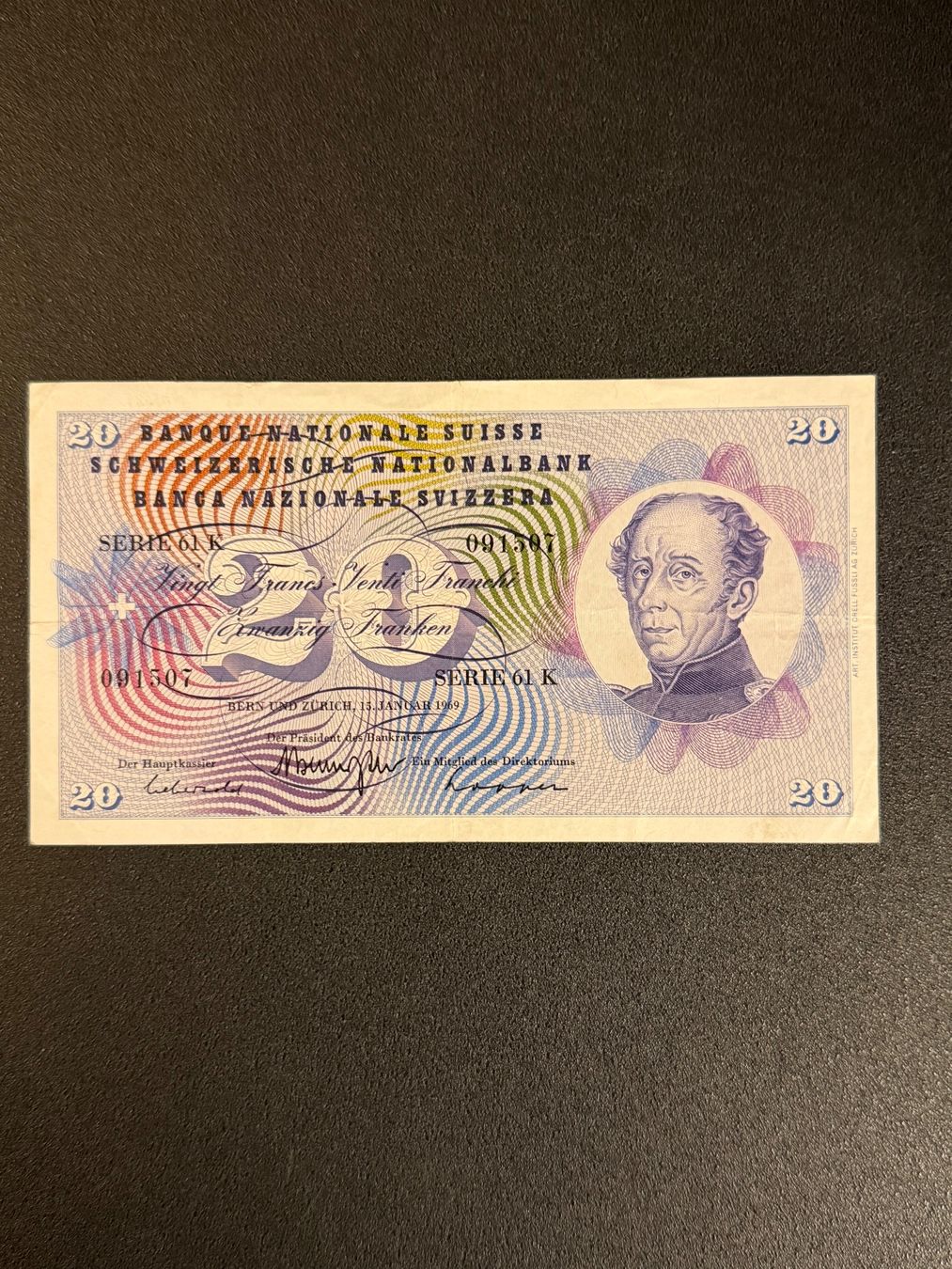 Banconote: 20 francs suisses 15 janvier 1969 K – Usato da SION venduto da MARCO-P-SION