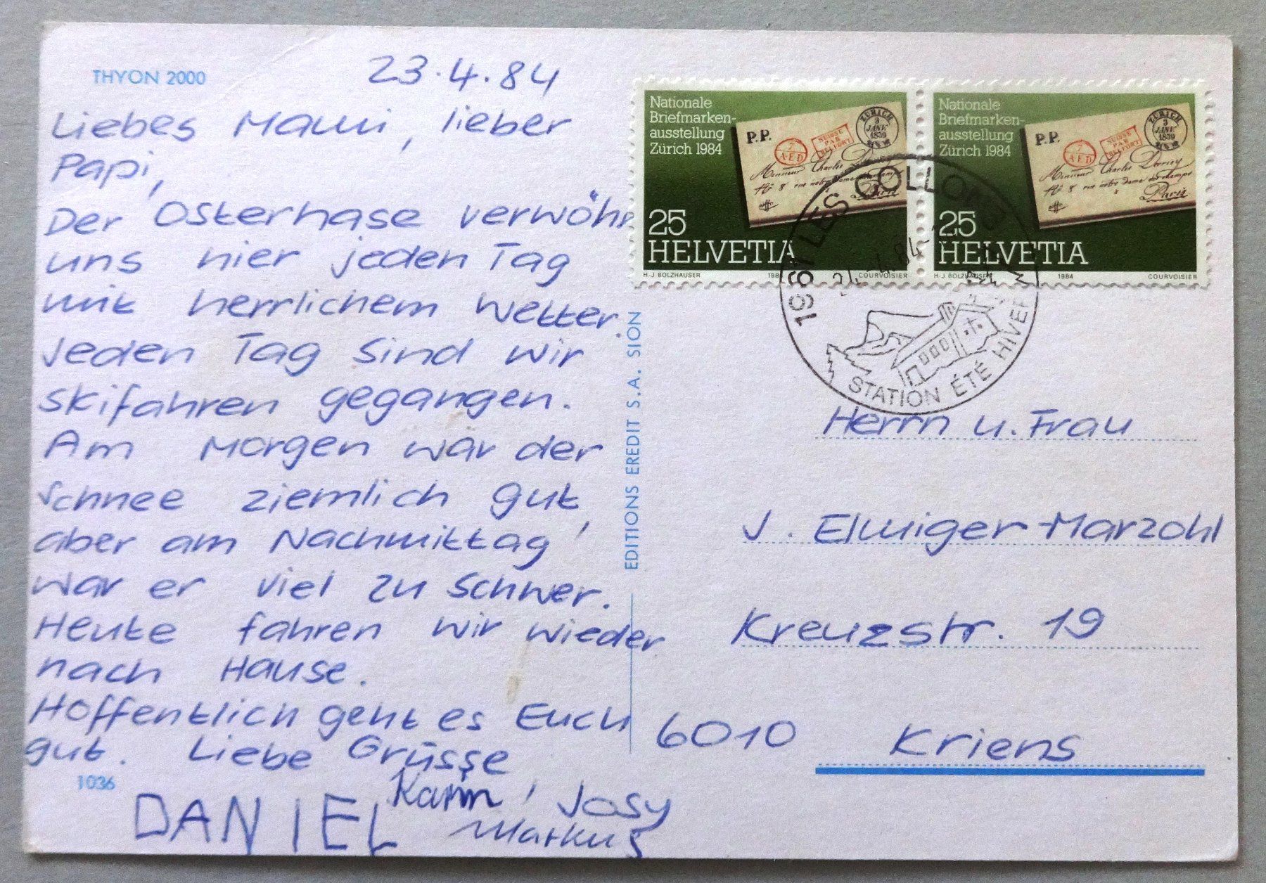Ansichtskarten: Thyon 2000 – Gebraucht aus Fétigny von Billy2miny 1