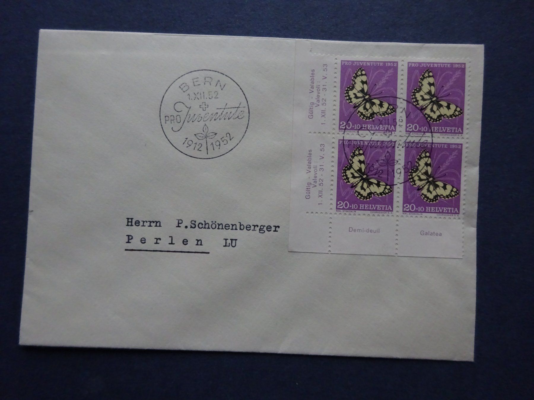Tutti i francobolli: 1952 Pro Juventute FDC im 4er Block – Usato da Appenzell-Steinegg venduto da adi1975 4