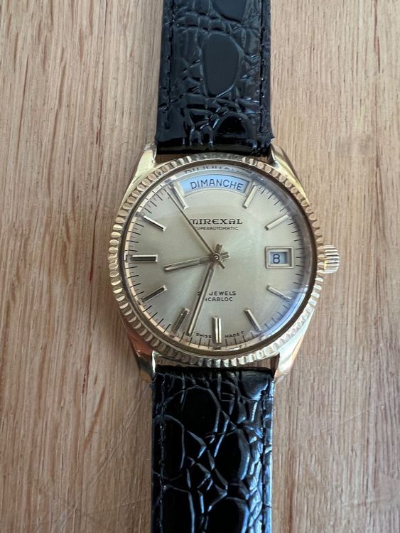Montre Automatique Vintage Mirexal - Cadran Blanc, Bracelet Cuir Noir - Homme