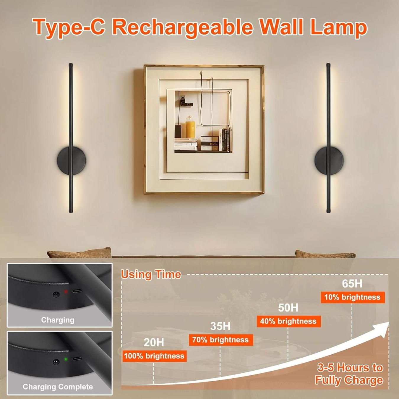 Lampen: LED Wandlampe Akku 2er Set dimmbar schwarz – Neu und originalverpackt aus Dietikon von Abverkauf10 3