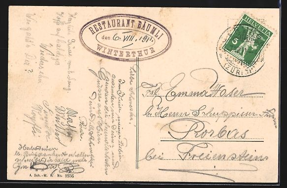 Cartes postales: Winterthur, Restaurant Bäumli, Gesamtan – D'occasion à Berlin par bartko-reher 1