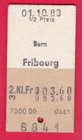 KARTON BILLETT, BERN - FRIBOURG, 2.KLASSE, EINFACH, HALBTAX
