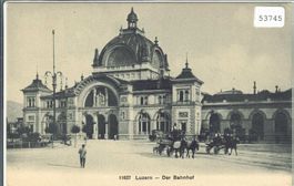 Luzern - Der Bahnhof mit Pferdewagen