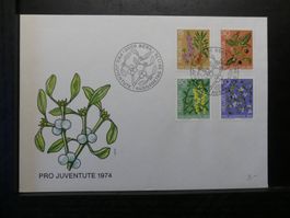 5 FDC Pro Juventute Giftpflanzen des Waldes 1974 ET