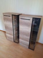 Schöne Vitrine, Sideboard Nussbaum-Optik, 3 Teile