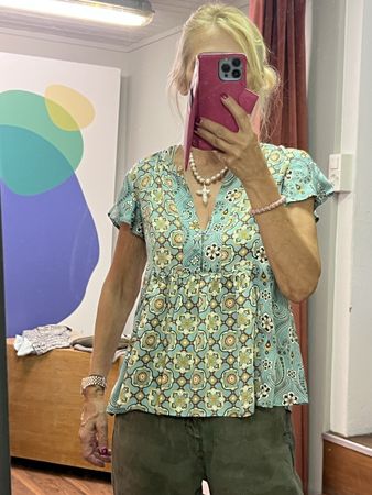 Bluse Odd Molly Grösse 0 Viscose hellblau gemustert neu