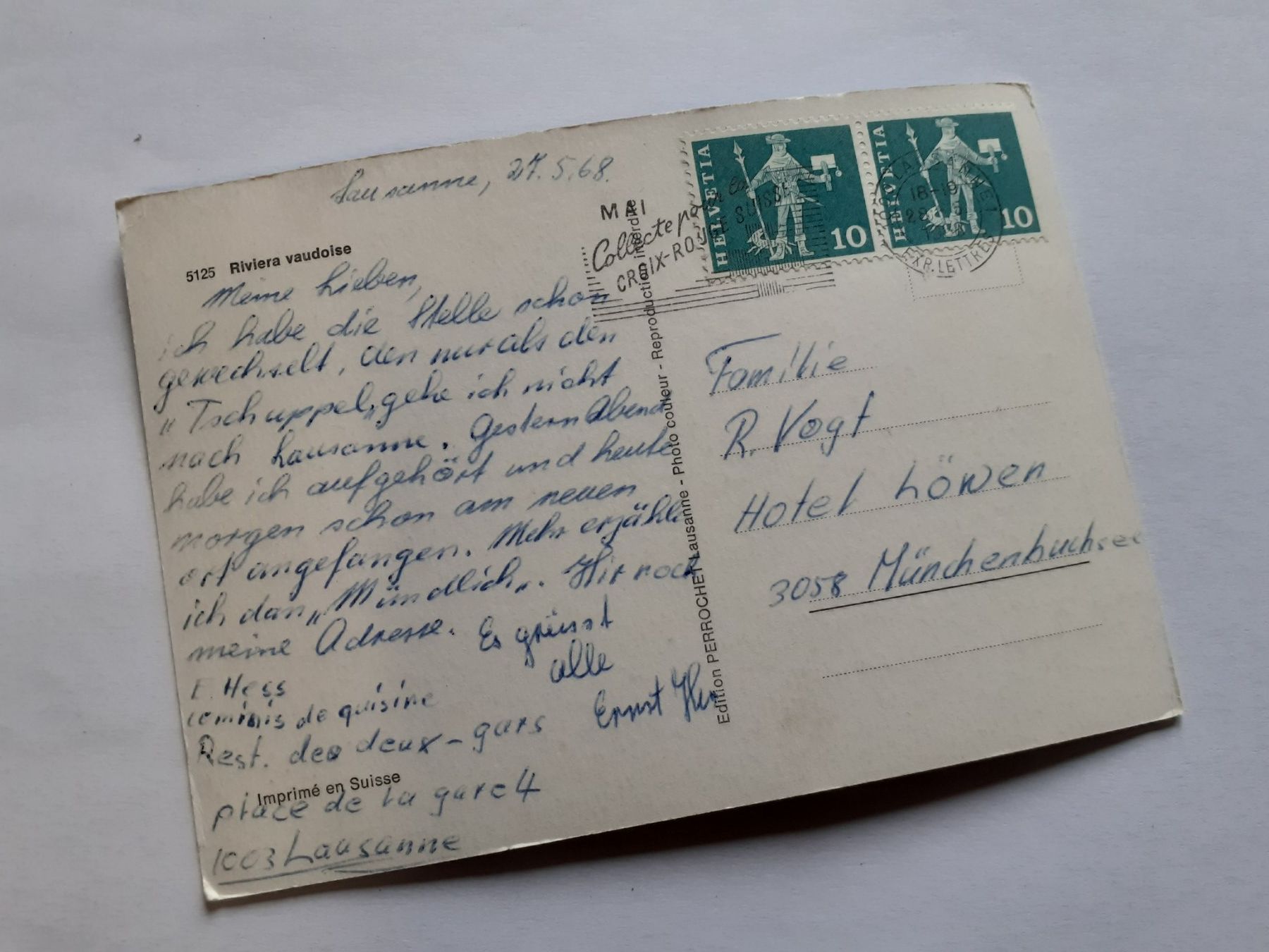Cartoline postali: RIVIERA VAUDOISE - 1968 - CHILLON - SCHIFFE - VAPEUR – Usato da Winterthur venduto da Ornyx7 1