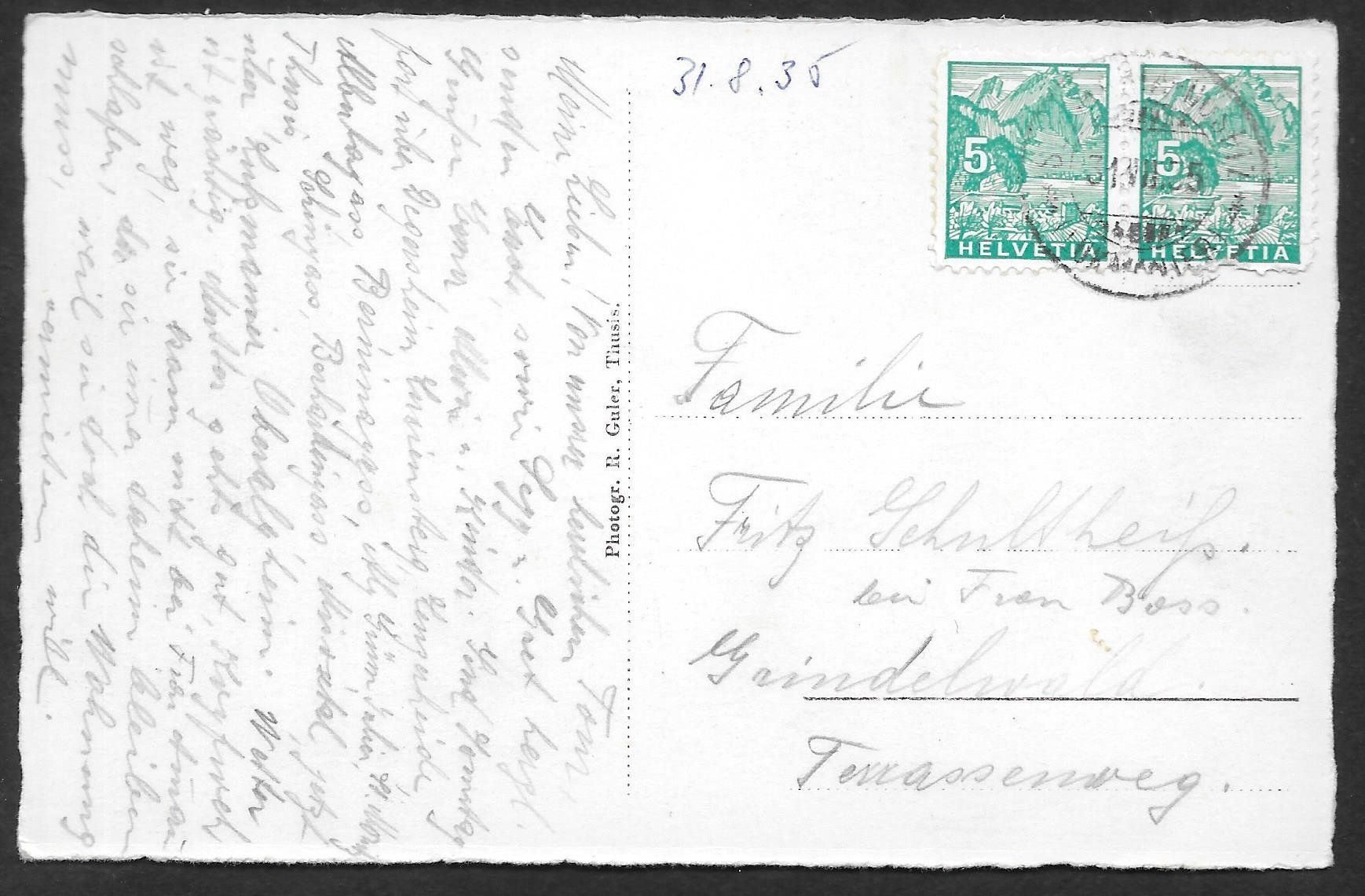 Cartoline postali: Thusis Flugansicht gegen Norden – Usato da Olten venduto da clotaldi 1