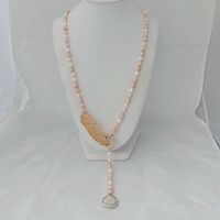 Feder Barock Perlen Kette Echt Collier Plume Perle Véritable