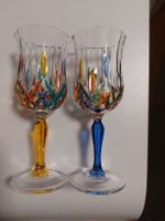 2er Set Murano Stil Likörgläser, Kristall, Handarbeit