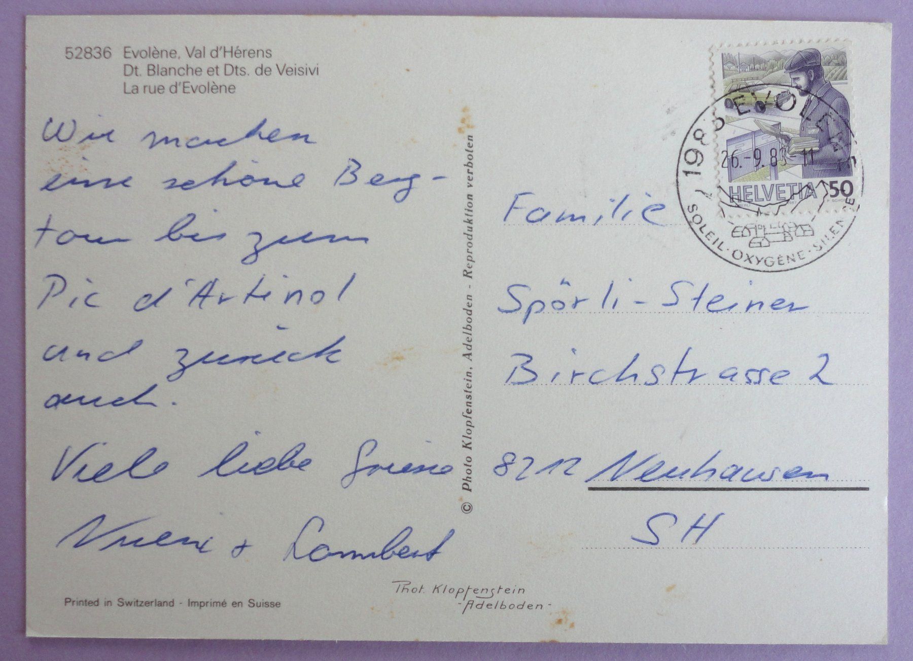 Cartoline postali: Evolène, Val d' Hérens, La rue d' Evolène – Difettoso da Fétigny venduto da Billy2miny 1