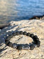 Exotic Lava & Balinese Silver Bracelet for Him or Her