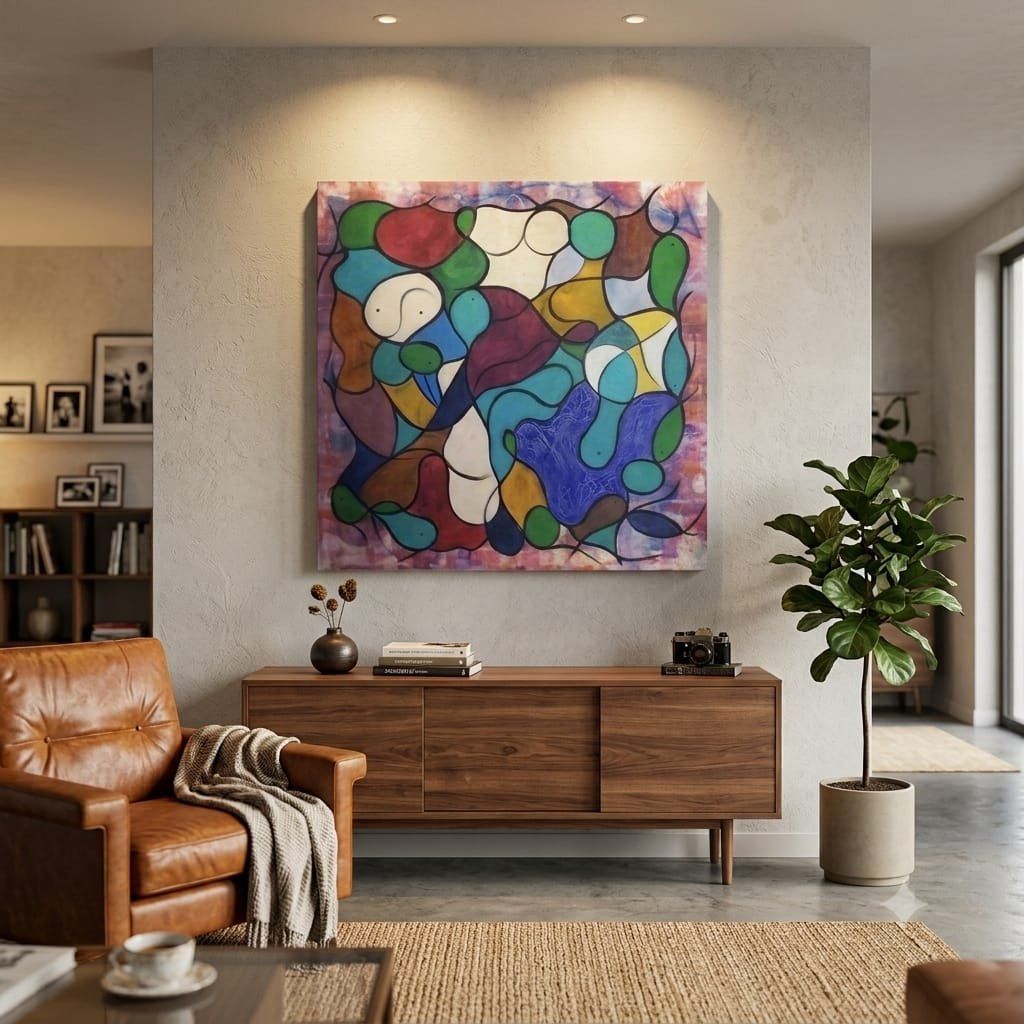 Dipinti: Gemälde " Mosaik" handmade 100×100 – Nuovo (secondo la descrizione) da Riehen venduto da Steinbock1970