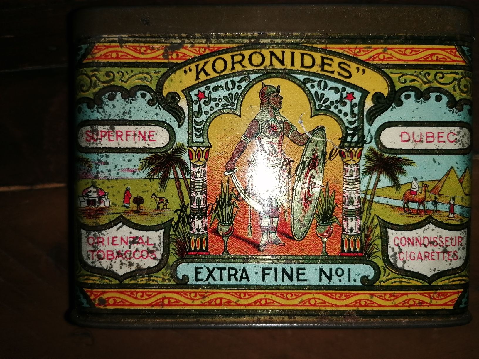 Tabak: Antike Blechdose Koronides 25 Zigaretten Deckel dose 1910 – Gebraucht aus Zürich von Tin4Life