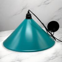 Lampe suspendue vintage Optelema alu émaillé turquoise
