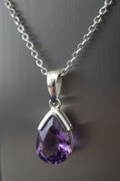 Silber 925 Anhänger - Tropfenform Amethyst