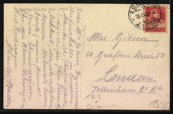 Cartoline postali: Zürich, Amerika-Zeppelin über der Stad – Usato da Berlin venduto da bartko-reher 1