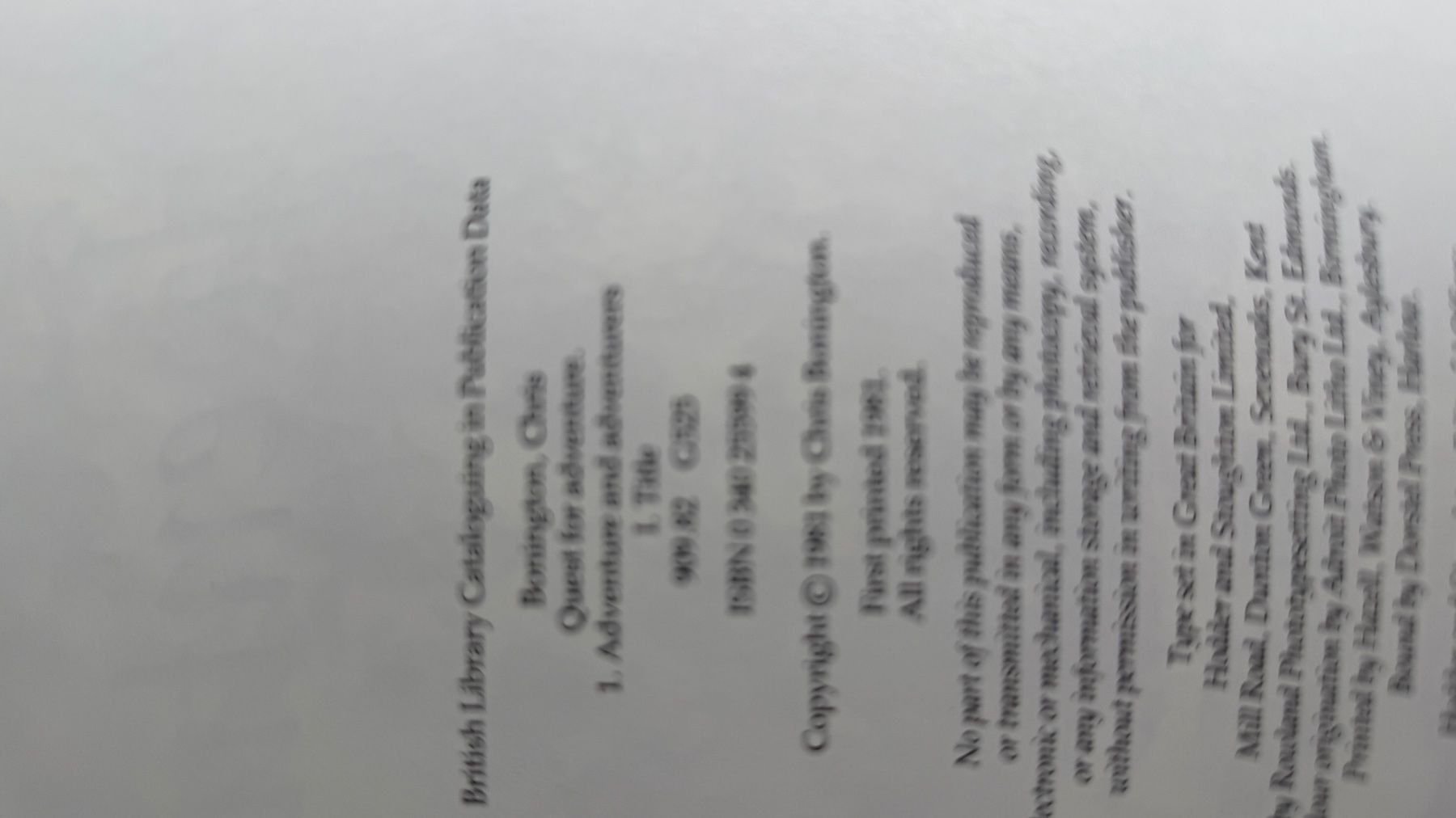 Libri: Quest for Adventure. Chris Bonington. 1981. – Usato da Baden venduto da Alerik 1