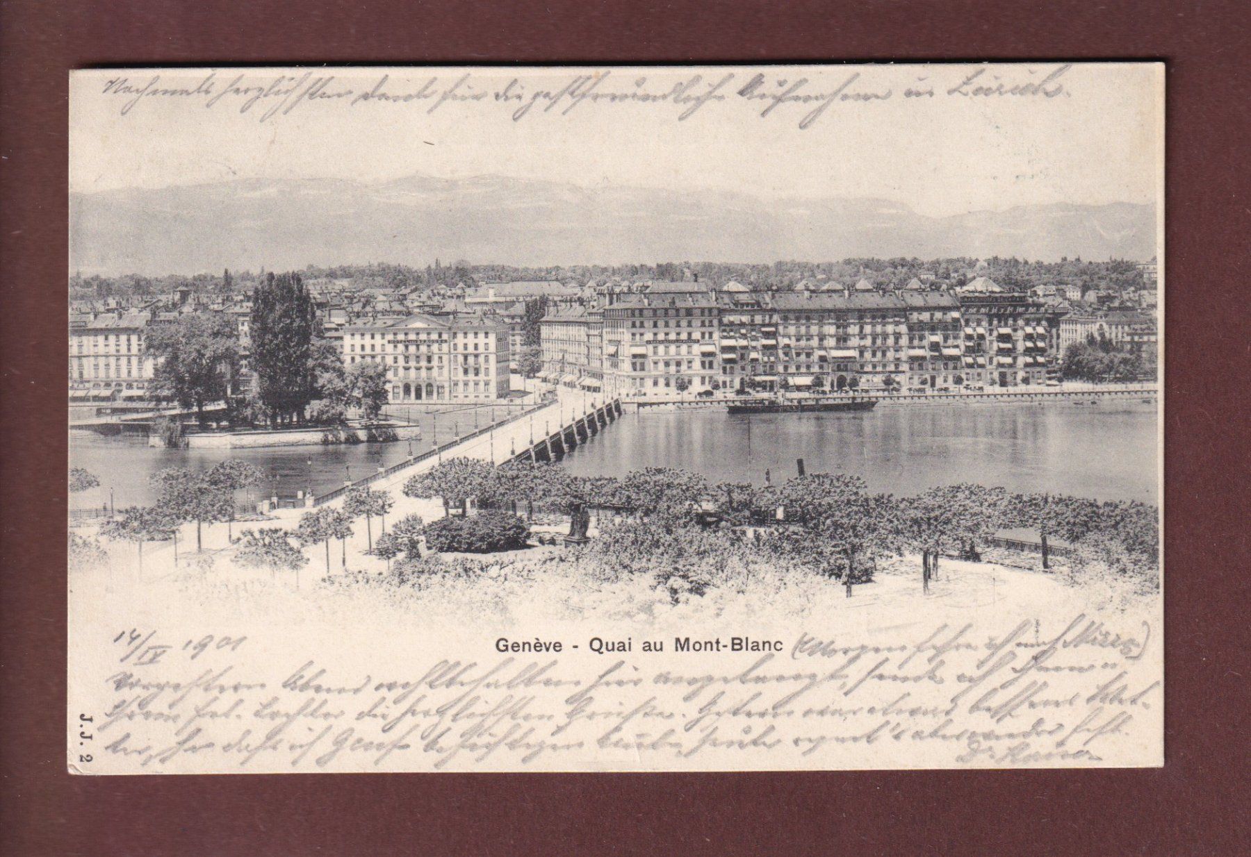 Cartoline postali: GENEVE - Quai du Mont-Blanc - 1901 – Usato da Pully venduto da nicecards