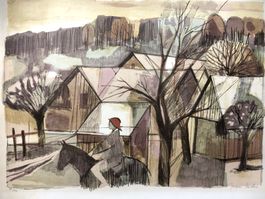 Jaques Schedler, Reiter auf Pferd, Signiert, 85/100 #G29 LxB