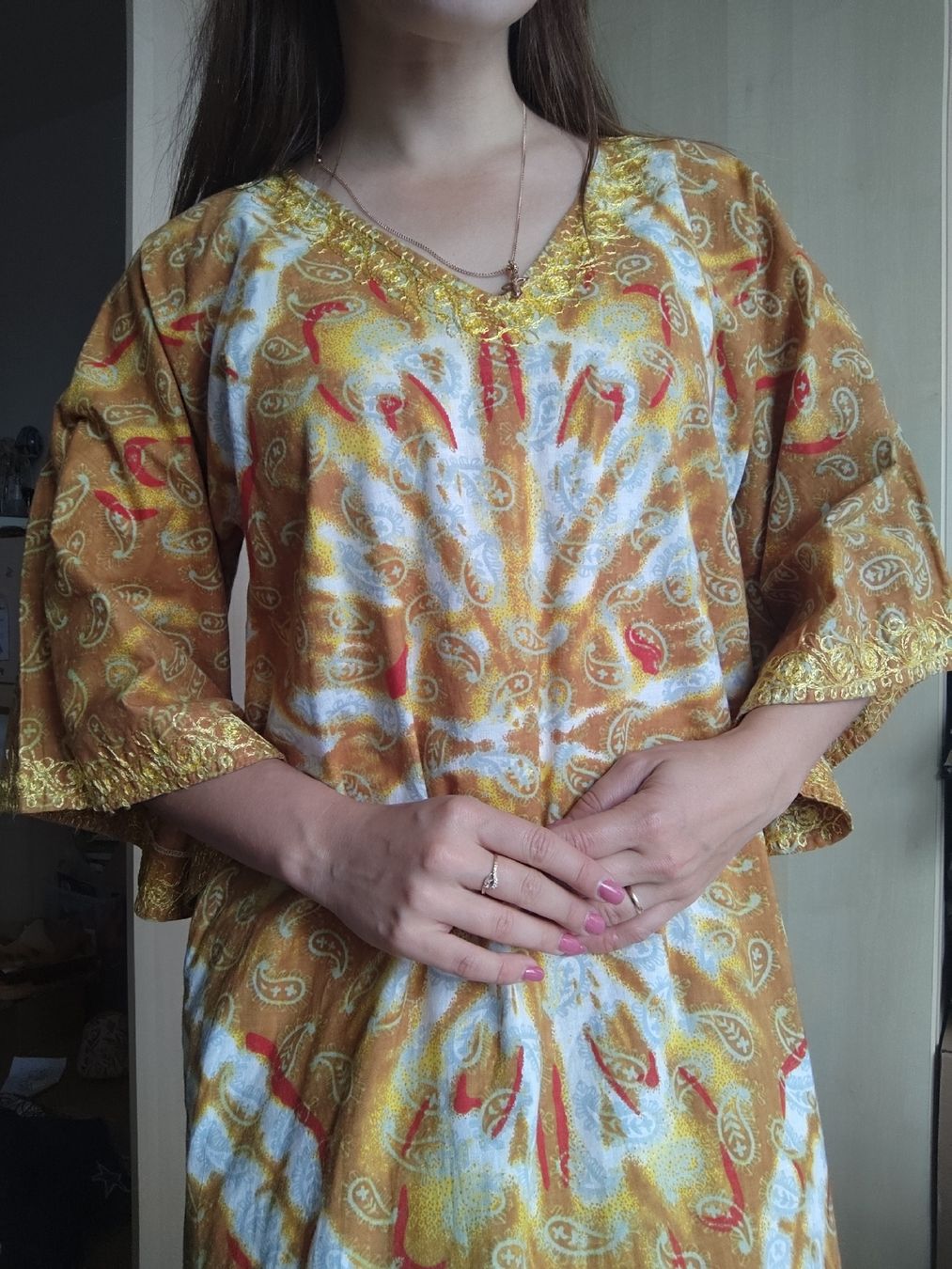 Vestiti: Maxikleid Orange, Boho Folklore, Ethno Afrika – Usato da Mägenwil venduto da VintageGirly 5