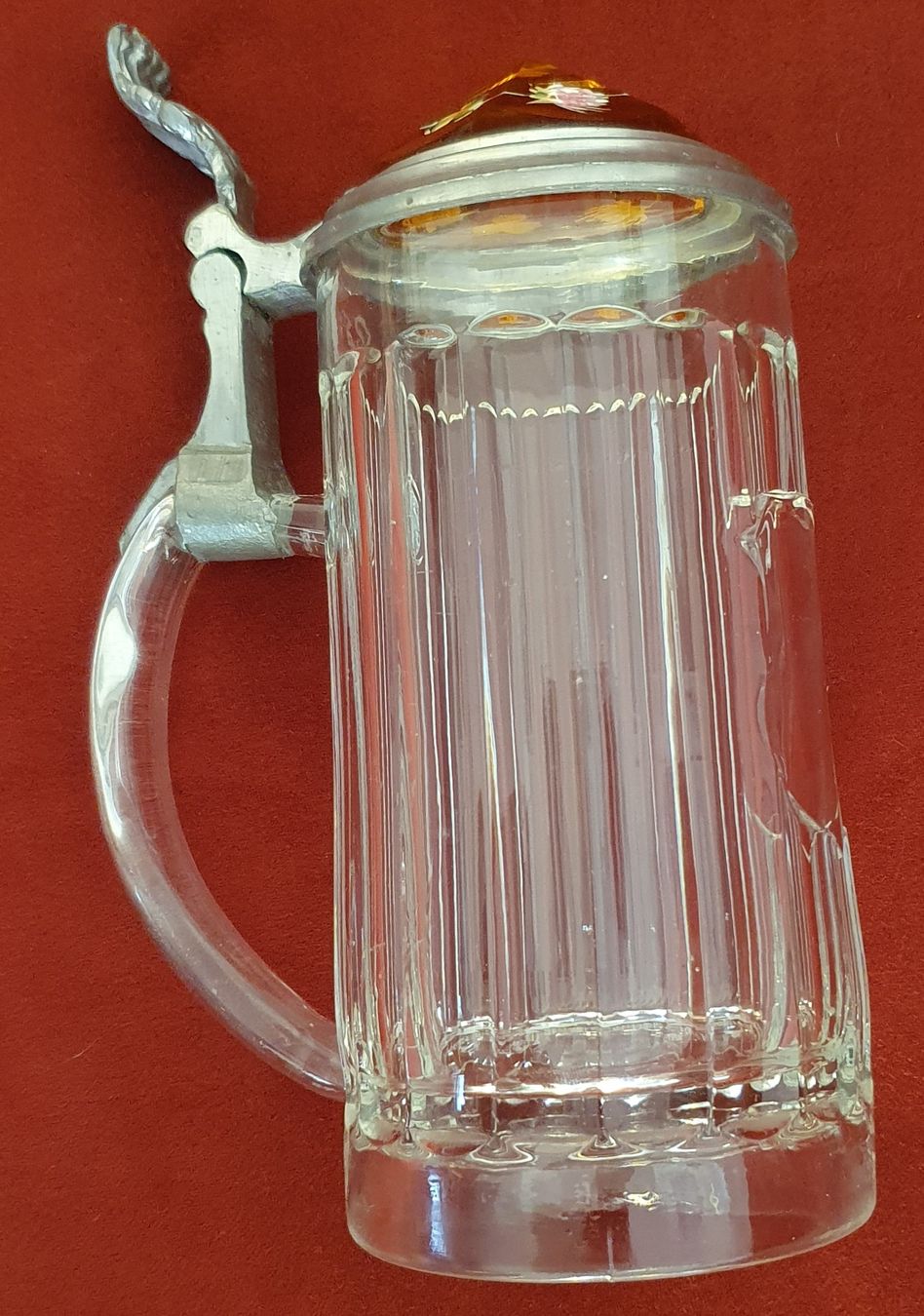 Gläser: antiker Bier-Glaskrug mit wunderschönen Farb-Prismadeckel – Gebraucht aus Kreuzlingen von Rschweiz1 3
