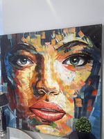 Leinwandbild bunt gesicht, 1,20x1,20