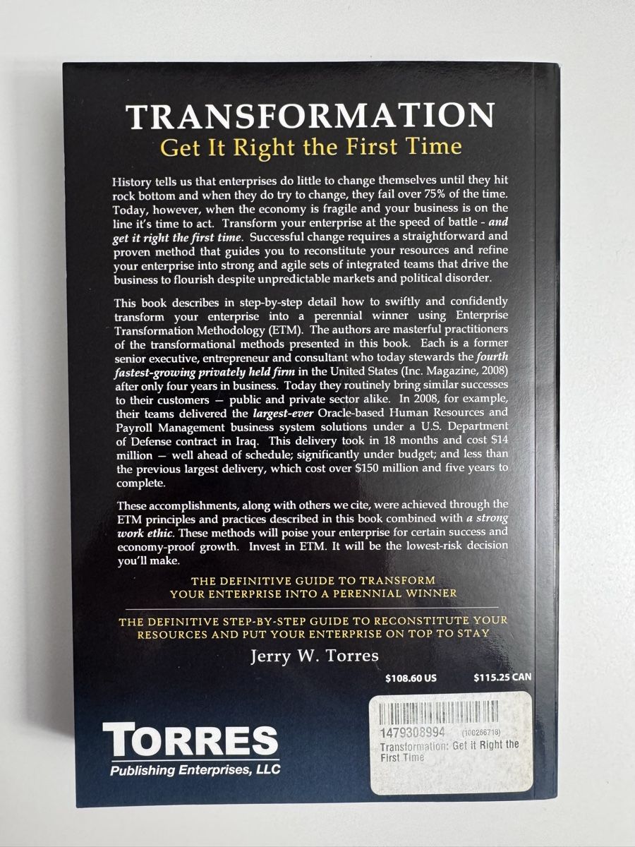 Livres: Jerry W. Torres Transformation: Get it Right the First Time – Neuf (Voir description) à Thalwil par Mapago 1