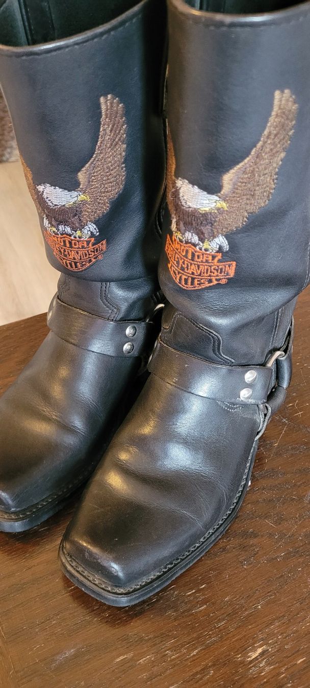 Harley-Davidson Scarpe da donna: Harley  Leder Stiefel mit Adler – Usato da St. Silvester venduto da misterdollar 3