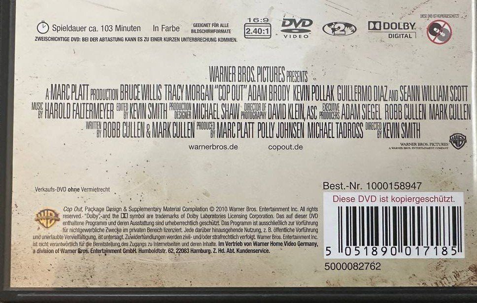 Tutti i DVDs: Cop Out - Top Zustand! – Usato da Beringen venduto da Mantafisch1 2