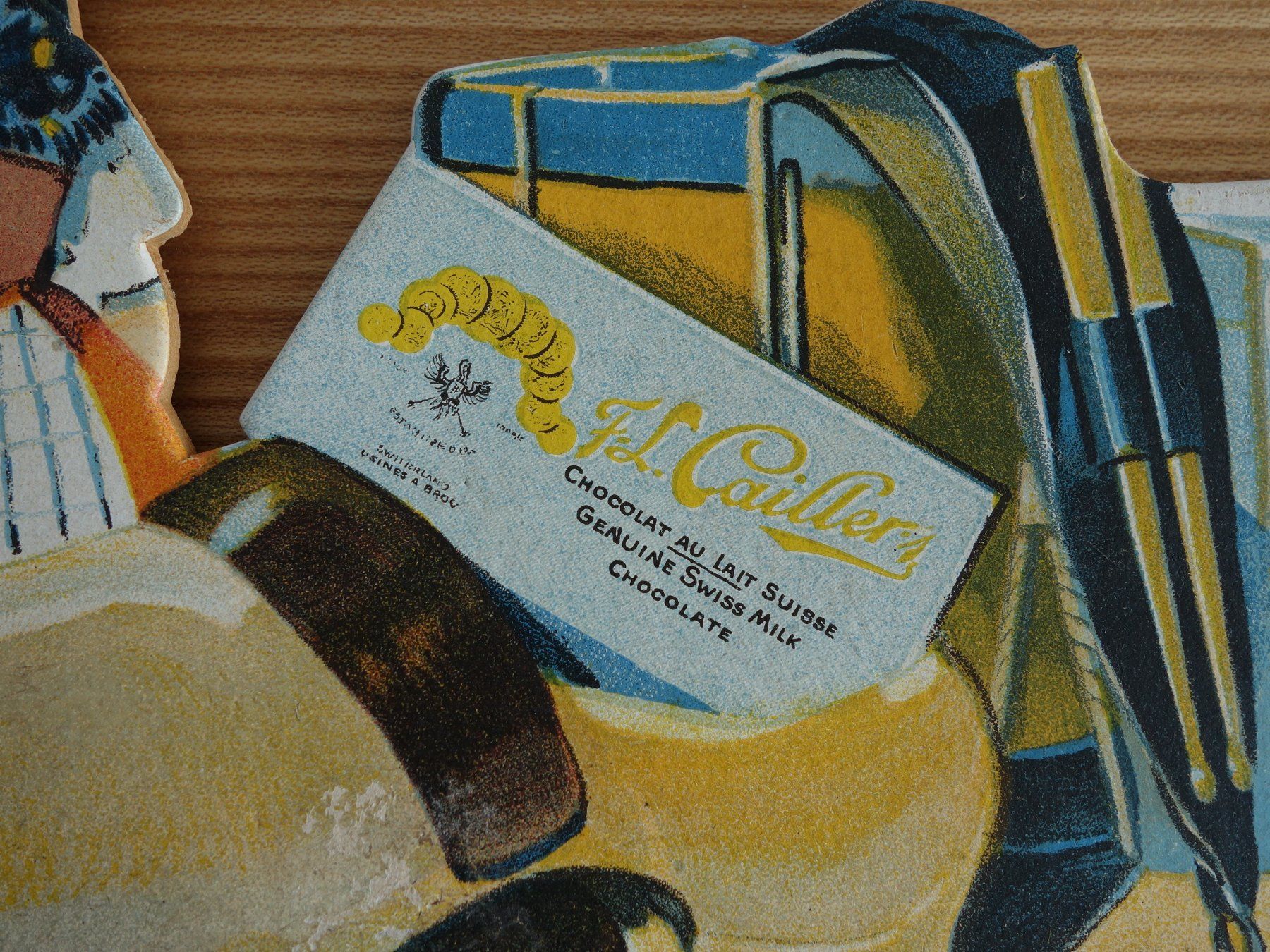 Cailler Schilder: CAILLER - SCHOKOLADE - KARTONWERBUNG ANTIK - LITHOGRAPHIE – Gebraucht aus Ibach von Ibanto 3