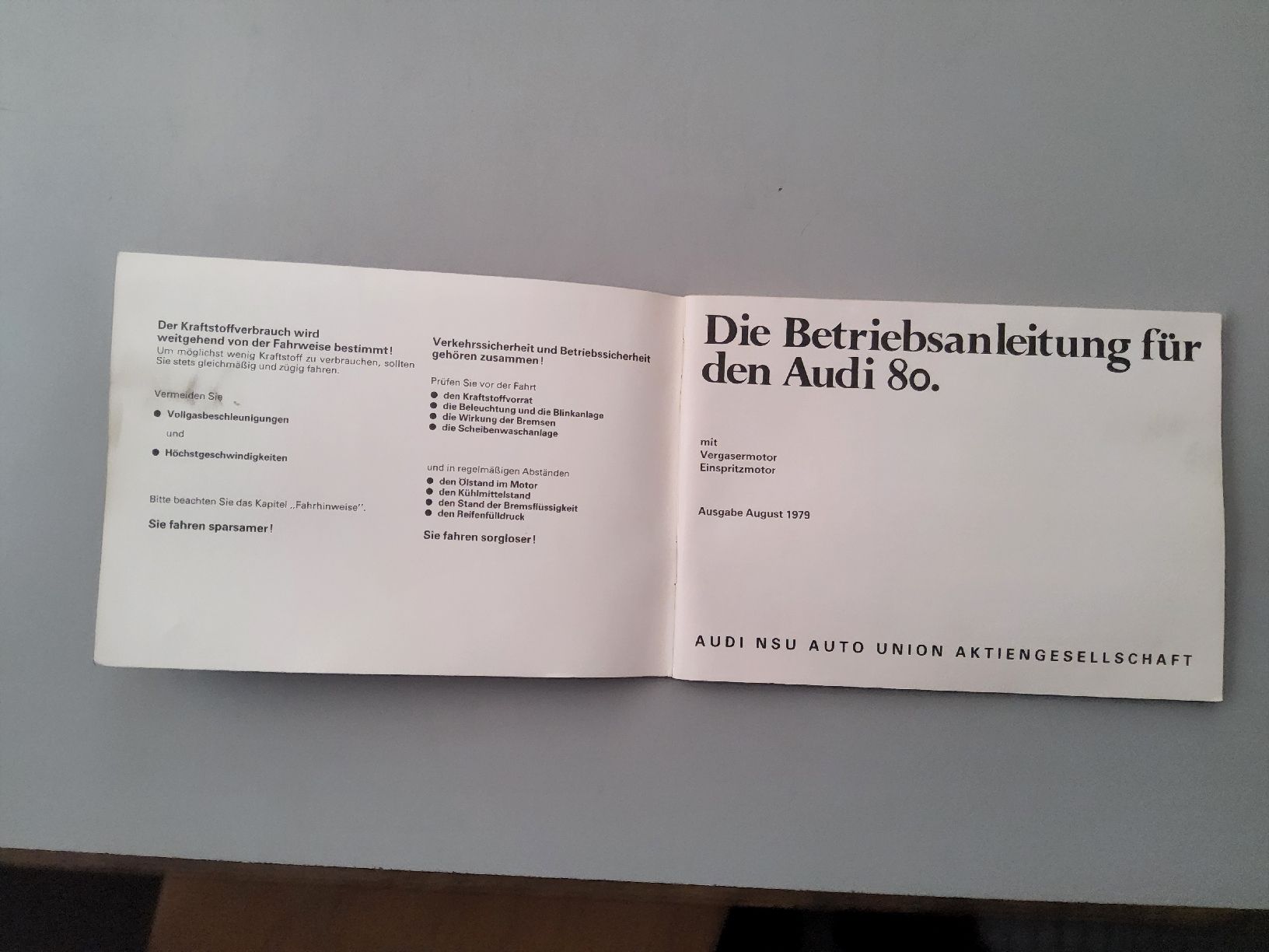 Audi Dokumente: Audi 80 / Bedienungsanleitung – Gebraucht aus Schüpfen von ber_j6b6 1