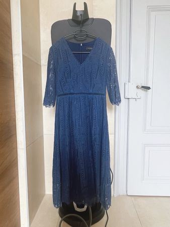 Navy blue lady one piece dress elegant size S