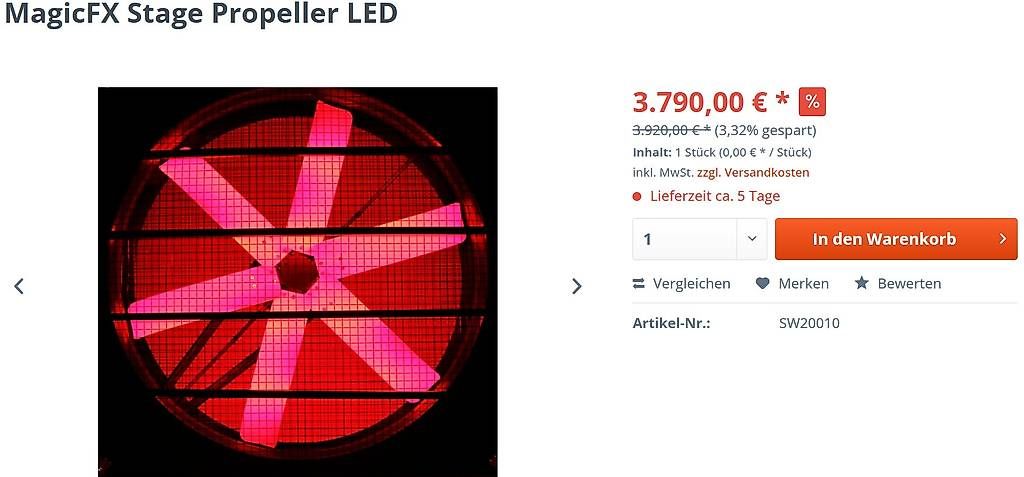 Ventilatori: MagicFX STAGE PROPELLER mit LEDs, 1100W – Usato da Jegenstorf venduto da RHE02 4